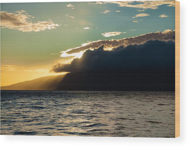 Hawaii Wood Print featuring the photograph Sunset Over Lanai  by Lars Lentz