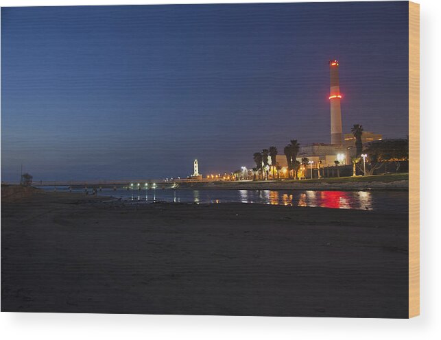 Sunset Wood Print featuring the photograph Sunset over Riding station Tel Aviv - 1 by Dubi Roman