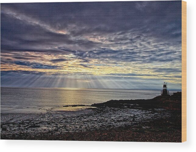 River Scapes Wood Print featuring the photograph Sunset over River Severn by Mark Egerton