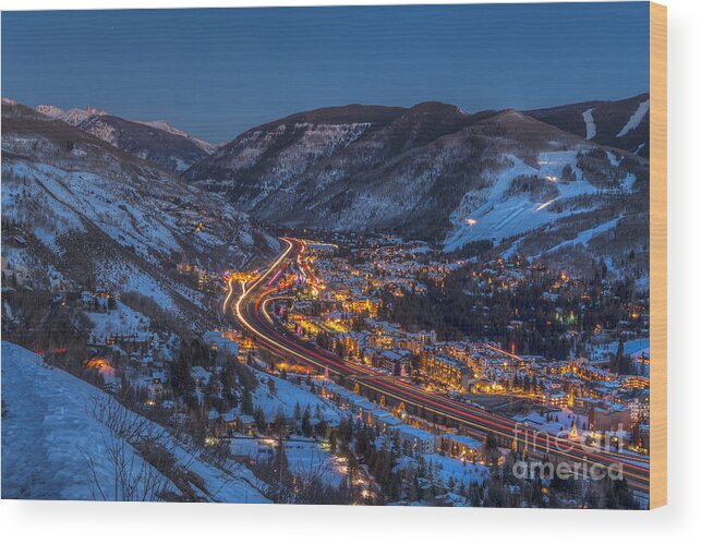 Gore Range Wood Print featuring the photograph Sunset over the valley by Franz Zarda
