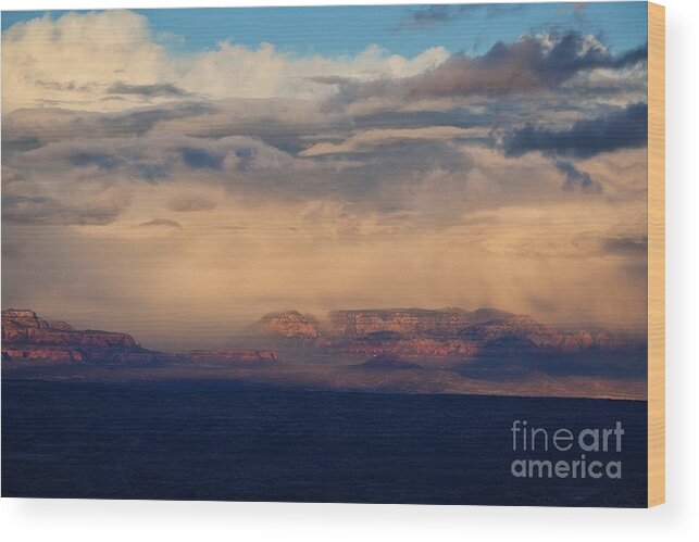 Secret Mountain Wood Print featuring the photograph Sunset Winter Storm in Secret Mountain Wilderness by Ron Chilston