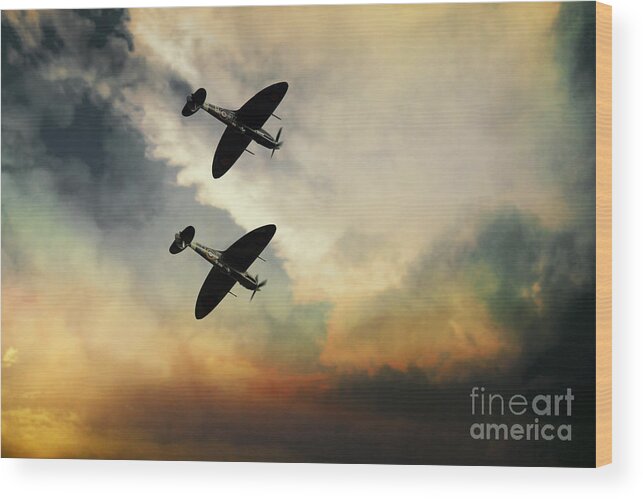 Spitfire Wood Print featuring the digital art Supermarine Spitfires by Airpower Art