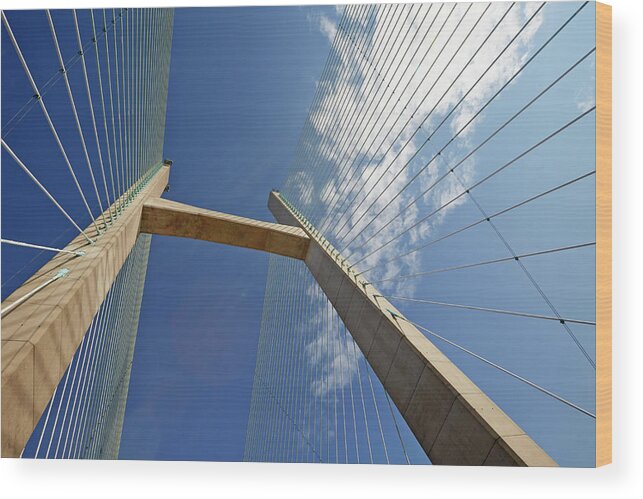 Majestic Wood Print featuring the photograph Support Of The Severn Suspension Bridge by Allan Baxter