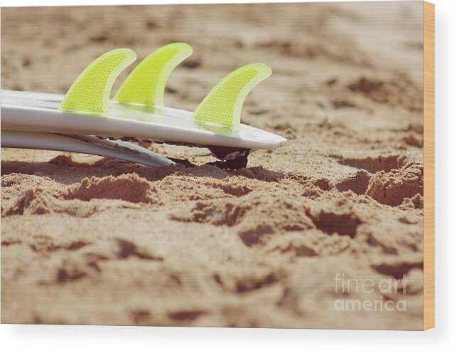 Action Wood Print featuring the photograph Surfboard fins by Carlos Caetano