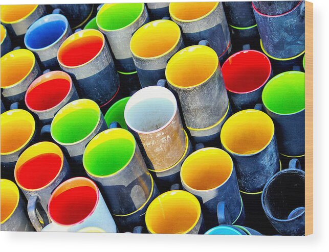 Colorful Mugs Wood Print featuring the photograph Surrounded by Greed by Prakash Ghai