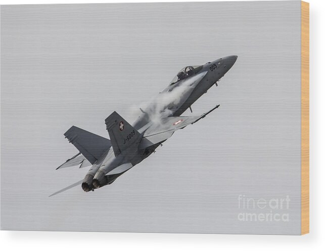 F18 Wood Print featuring the photograph Swiss Hornet by Airpower Art