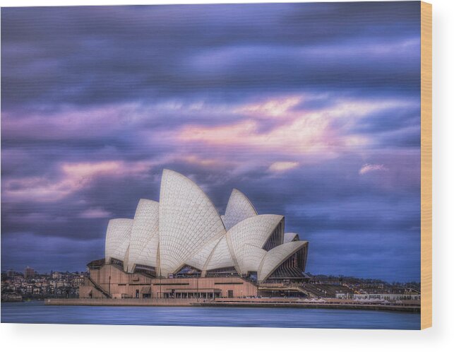 Landscape Wood Print featuring the photograph Sydney Opera House by Omhaus Harrizi