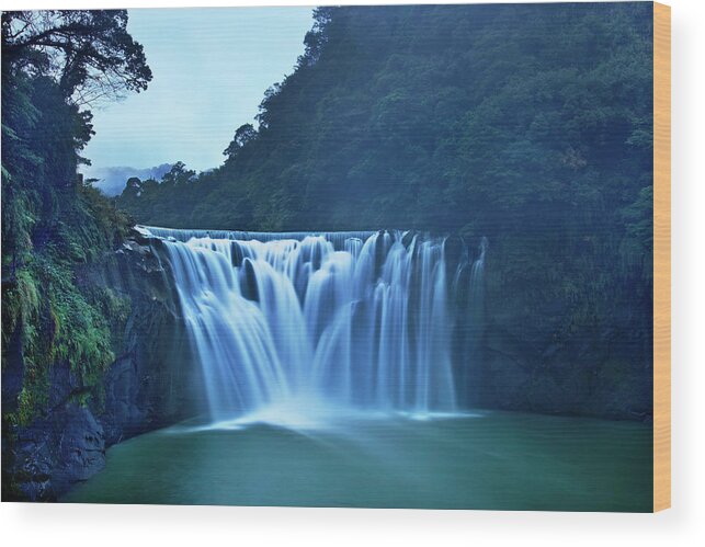 Scenics Wood Print featuring the photograph Taiwan Shifen Waterfall by Seng Chye Teo