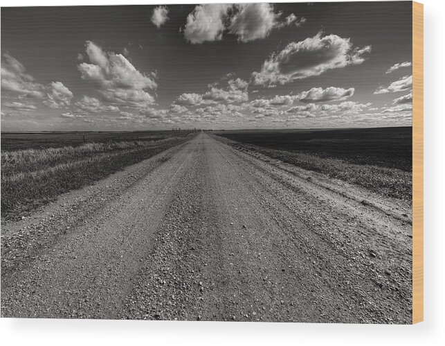 Suth Dakota Wood Print featuring the photograph Take A Back Road BnW version by Aaron J Groen