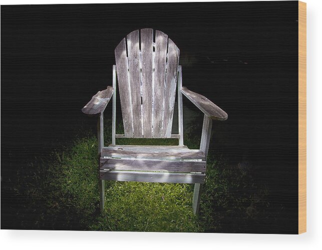 Adirondack Chair Wood Print featuring the photograph Adirondack Chair Painted with Light by Greg Kopriva