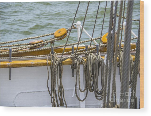 Tall Ship Rigging Wood Print featuring the photograph All Knots by Dale Powell