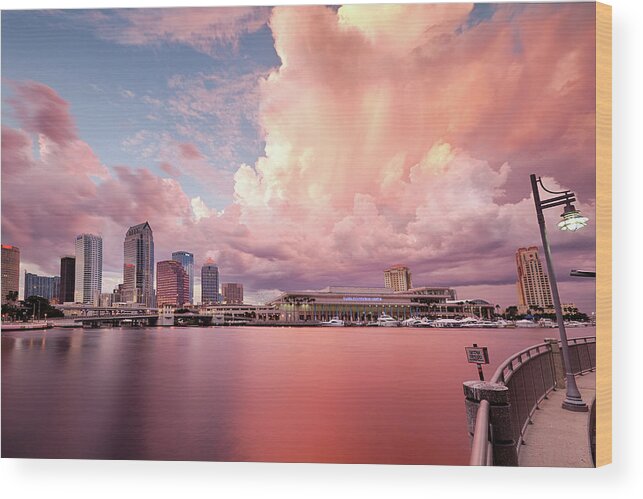 Tranquility Wood Print featuring the photograph Tampa Bay City by Alex Baxter