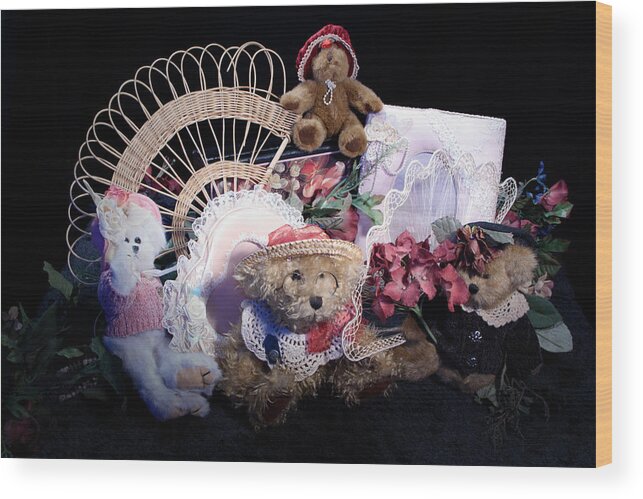 Bear Wood Print featuring the photograph TEddy bear love by Camille Lopez