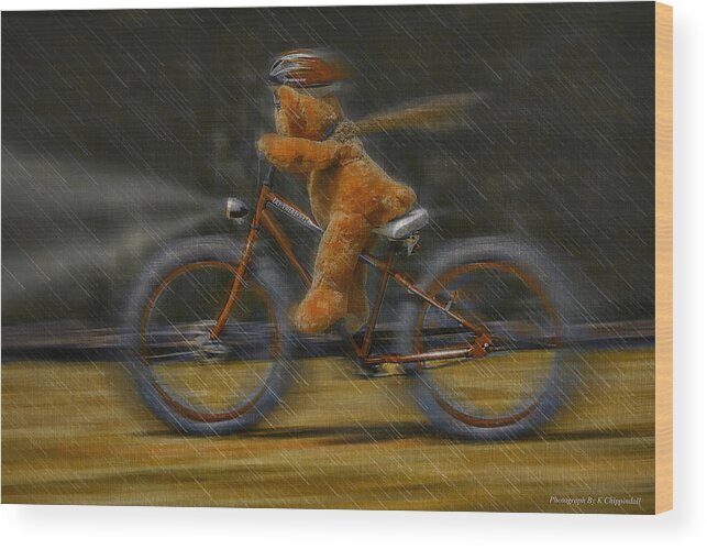 Teddy Bear Photography Wood Print featuring the photograph Teddy going hard 01 by Kevin Chippindall