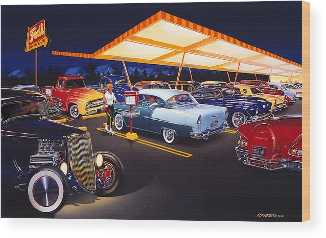 Bruce Kaiser Wood Print featuring the photograph Teds Drive-In by MGL Meiklejohn Graphics Licensing