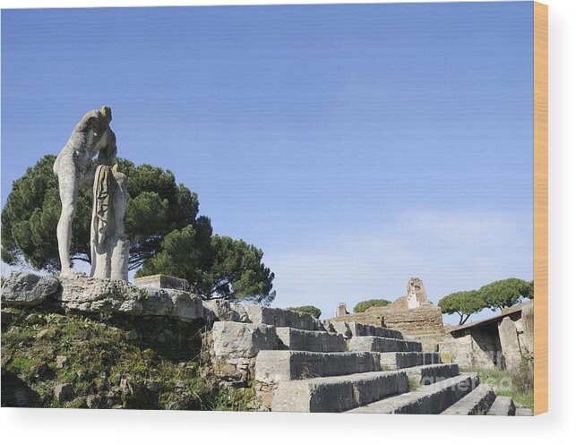 Italy Wood Print featuring the photograph Temple of Hercules in Ostia by Brenda Kean