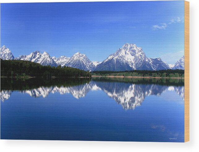 Tetons Wood Print featuring the photograph Tetons - Blue Reflections by Patrick Derickson