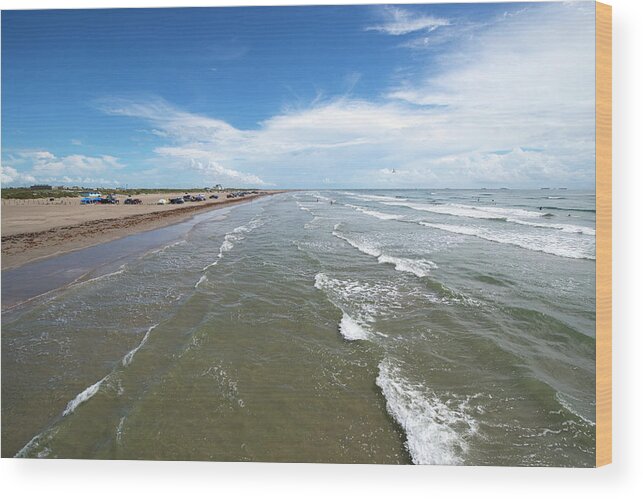 Water's Edge Wood Print featuring the photograph Texas Coast, Port Aransas, Texas by Olga Melhiser Photography