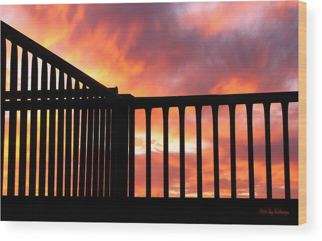 Texas Sunset Photograph Print Wood Print featuring the photograph Texas Heat by Lucy VanSwearingen