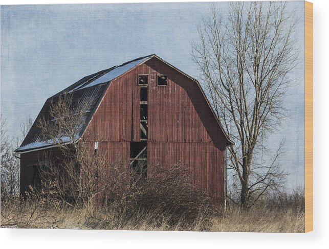 Red Barns Wood Print featuring the photograph Textured Red Barn by Kathleen Scanlan