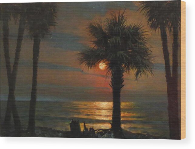 Palmetto Tree Wood Print featuring the painting That I Should Love a Bright Particular Star by Blue Sky