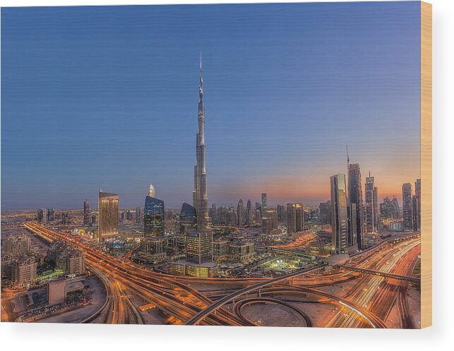 Skyline Wood Print featuring the photograph The Amazing Burj Khalifah by Mohammad Rustam