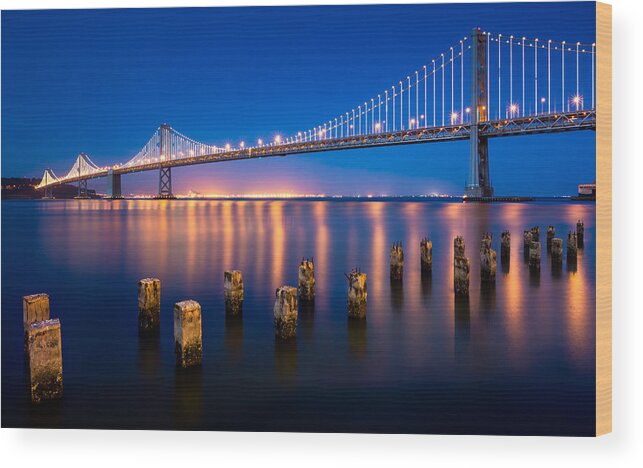 Bay Bridge Wood Print featuring the photograph The Bay Lights by Alexis Birkill