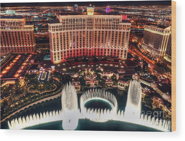 Bellagio Wood Print featuring the photograph The Bellagio Fountains by Eddie Yerkish