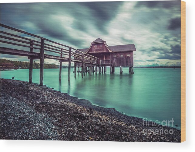 Ammersee Wood Print featuring the photograph The big bath house by Hannes Cmarits