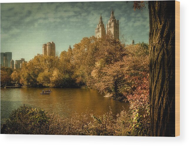 Boating Lake Wood Print featuring the photograph The Boating Lake In Fall by Chris Lord