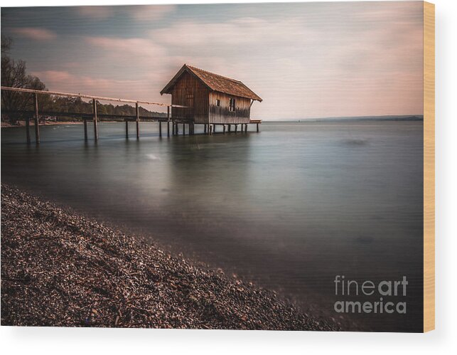 Ammersee Wood Print featuring the photograph The boats house by Hannes Cmarits