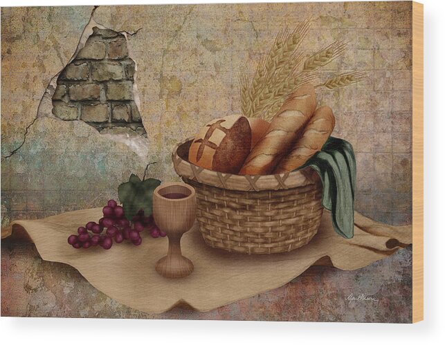 Jesus Wood Print featuring the digital art The Bread of Life by April Moen