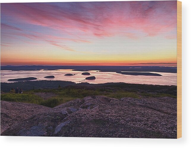 Cadillac Mountain Wood Print featuring the photograph The Cadillac Mountain Sunrise Club by Jeff Sinon
