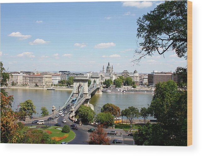 Outdoors Wood Print featuring the photograph The Chain Bridge, Hungary by Tom And Steve