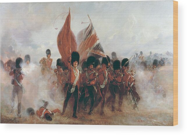 Crimea Wood Print featuring the painting The Colors Advance Of The Scots Guards At The Alma by Lady Butler