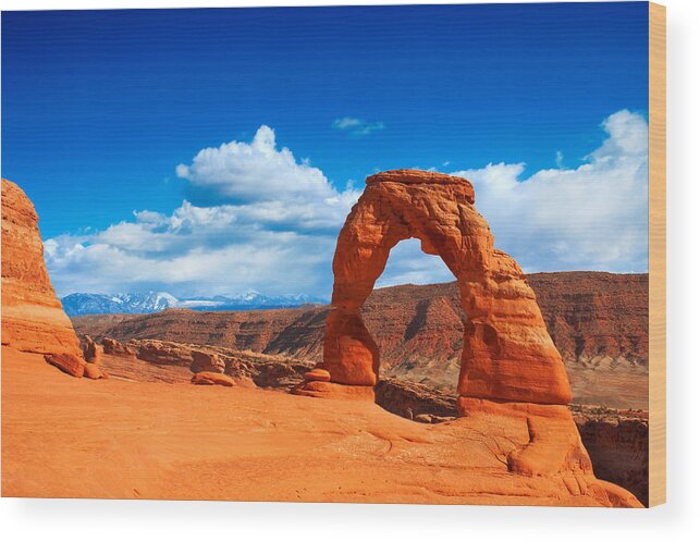 Rocks Wood Print featuring the photograph The Delicate Arch by Darren Bradley