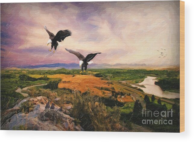 Lewis And Clark Wood Print featuring the digital art The Eagle Will Rise Again by Lianne Schneider