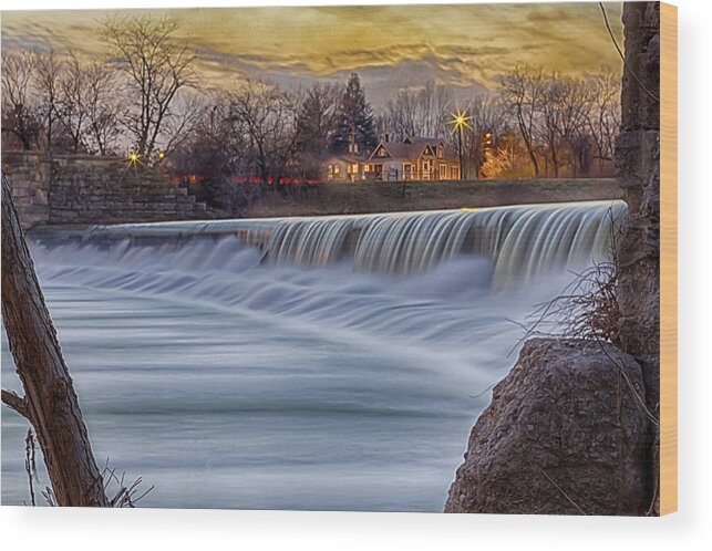 Indiana Wood Print featuring the photograph The Falls of White River by Ron Pate