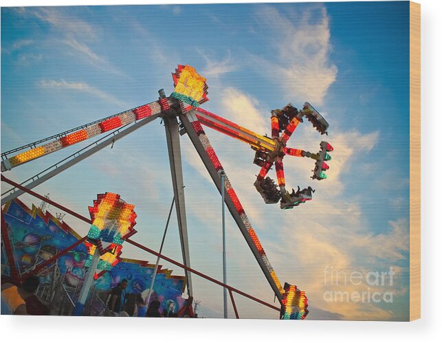 Carnival Rides Wood Print featuring the photograph The Fire Ball by Colleen Kammerer