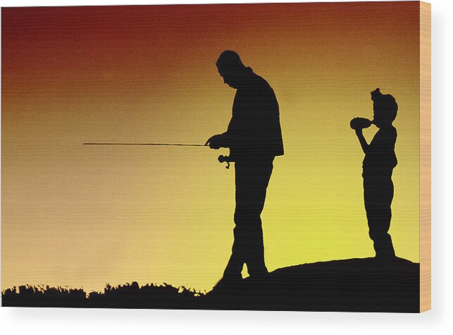 Fishing Wood Print featuring the photograph The Fisherman by Mike Flynn
