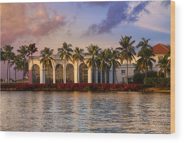 Clouds Wood Print featuring the photograph The Flagler Museum by Debra and Dave Vanderlaan