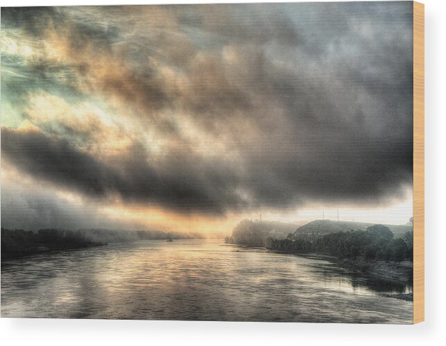 The Fog Whispered To The Dawn Wood Print featuring the photograph The Fog Whispered to the Dawn by William Fields