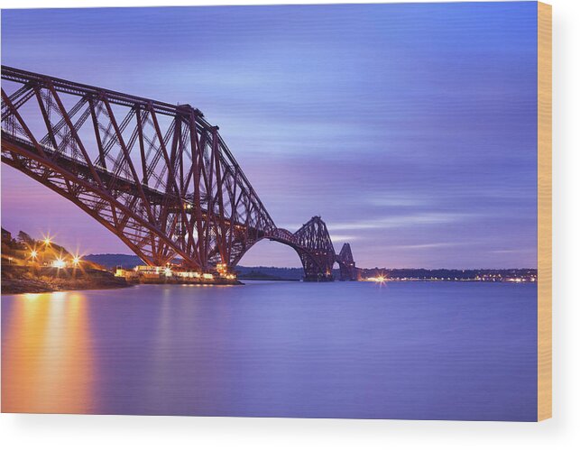 Water's Edge Wood Print featuring the photograph The Forth Rail Bridge Near Edinburgh by Sara winter