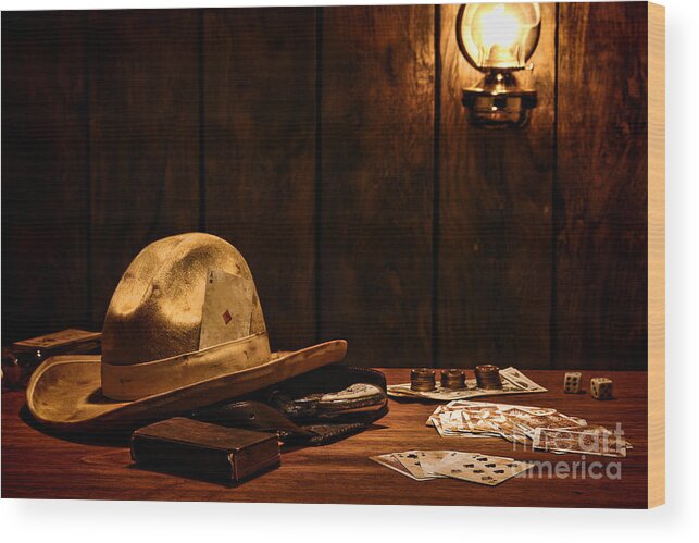 Cowboy Wood Print featuring the photograph The Gambler by Olivier Le Queinec