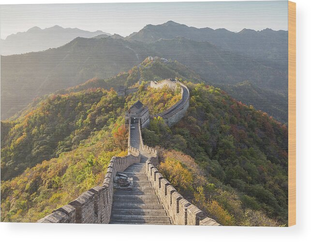 Chinese Culture Wood Print featuring the photograph The Great Wall Of China At Mutianyu by Peter Adams