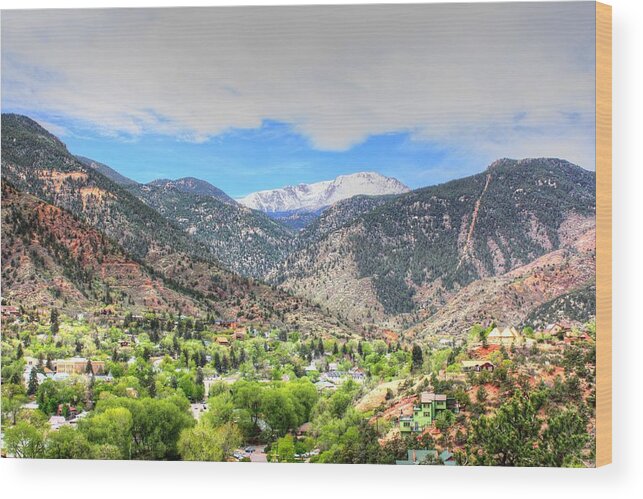 Pike's Peak Wood Print featuring the photograph The Great White Shining Mountain by Lanita Williams