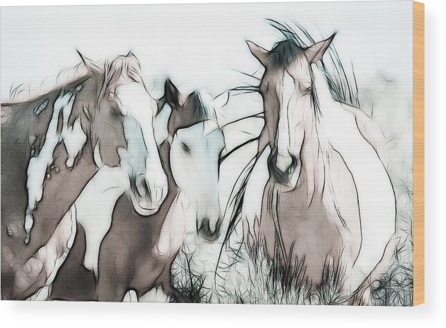 Horses Wood Print featuring the photograph The Breakfast Club by Athena Mckinzie
