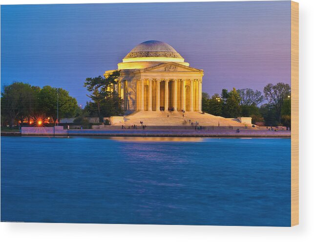 America Wood Print featuring the photograph The Jefferson Memorial at Twilight by Mitchell R Grosky