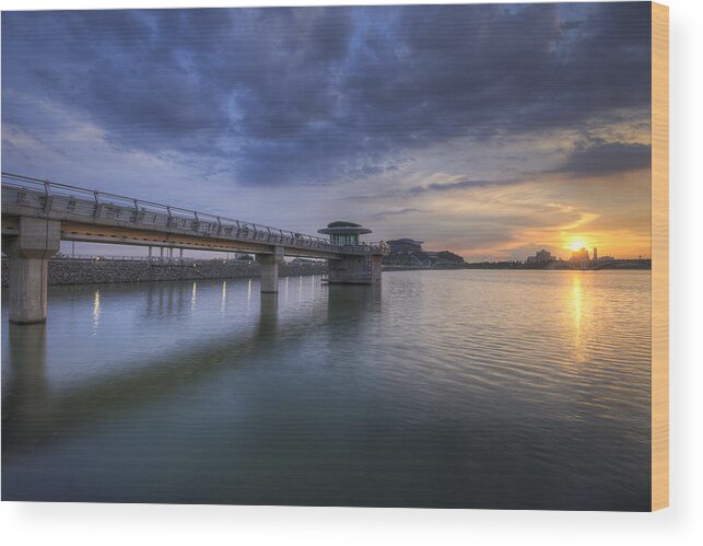 Tranquility Wood Print featuring the photograph The Jetty At The Dam by Khasif Photography