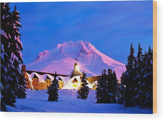 Timberline Lodge Wood Print featuring the photograph The Last Sunrise by Darren White